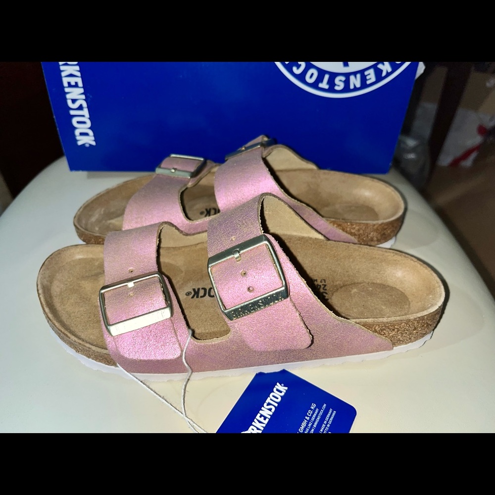 Birkenstock Arizona washed mettalic suede leather size 38 - Picture 2 of 6